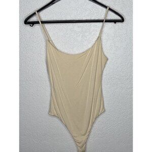 Naked Wardrobe Tank Bodysuit Ivory Cream Women's Size Medium Double Layer 1A